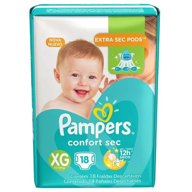 Fralda Pampers Confort Sec Tamanho XG Com 18 Unidades