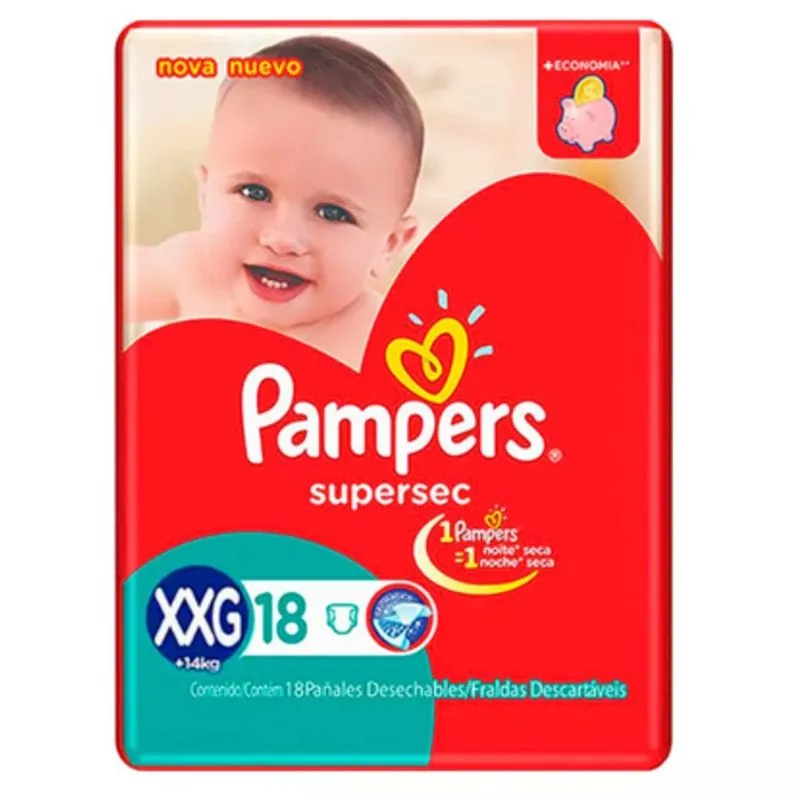 Fralda Pampers Supersec Tamanho XXG Com 18 Unidades