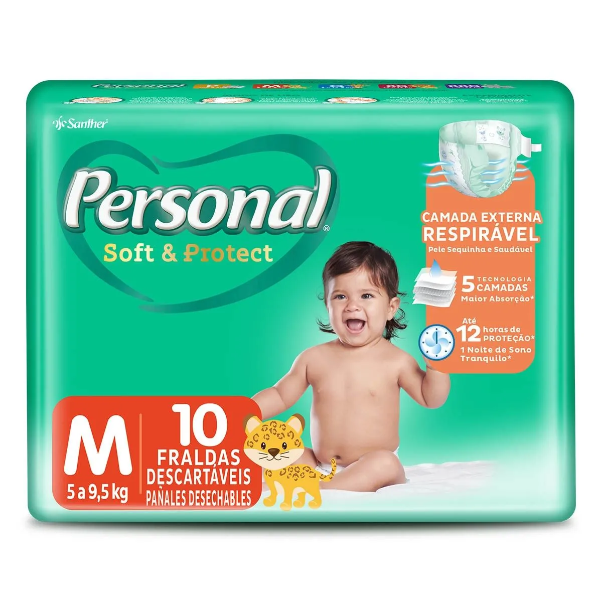 Fralda Personal Soft e Protect Tamanho M Com 10 Unidades