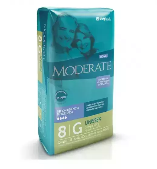 Fralda Geriatrica Moderate Regular (G) 8 Unidades