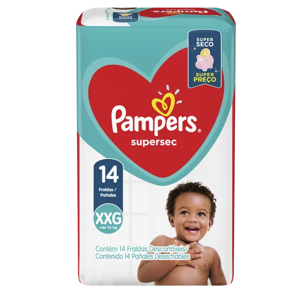 Fraldas Pampers Super Sec Com 14 Unidades Xxg