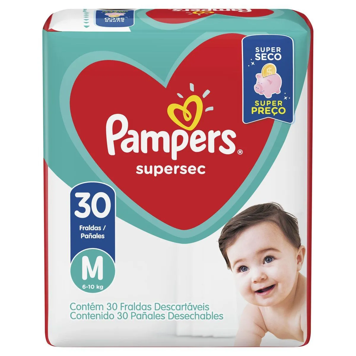 Fraldas Supersec Tamanho M Com 30 Unidades Pampers