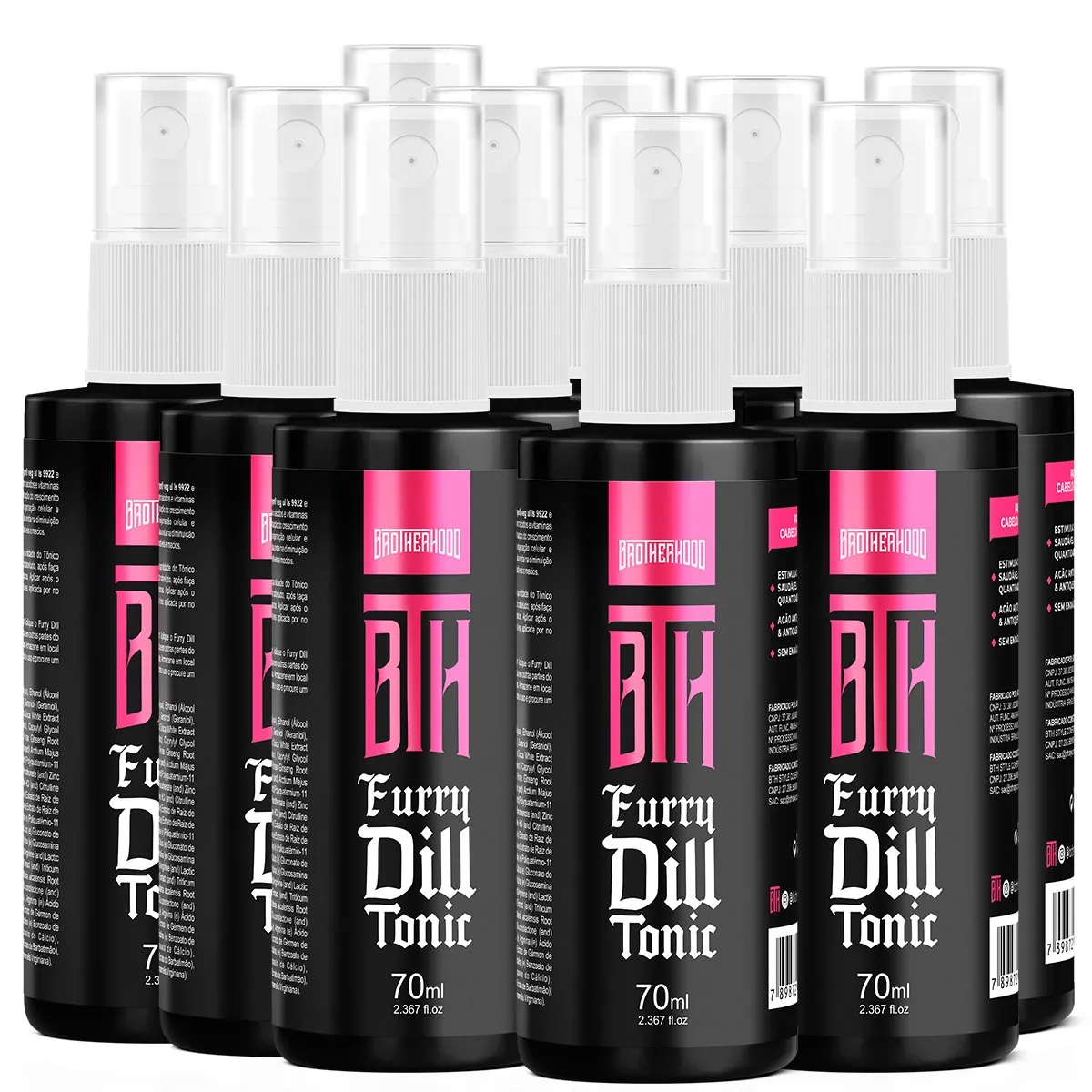 Kit 10 Tônico Crescimento Barba e Cabelo Furry Dill BTH 70ml