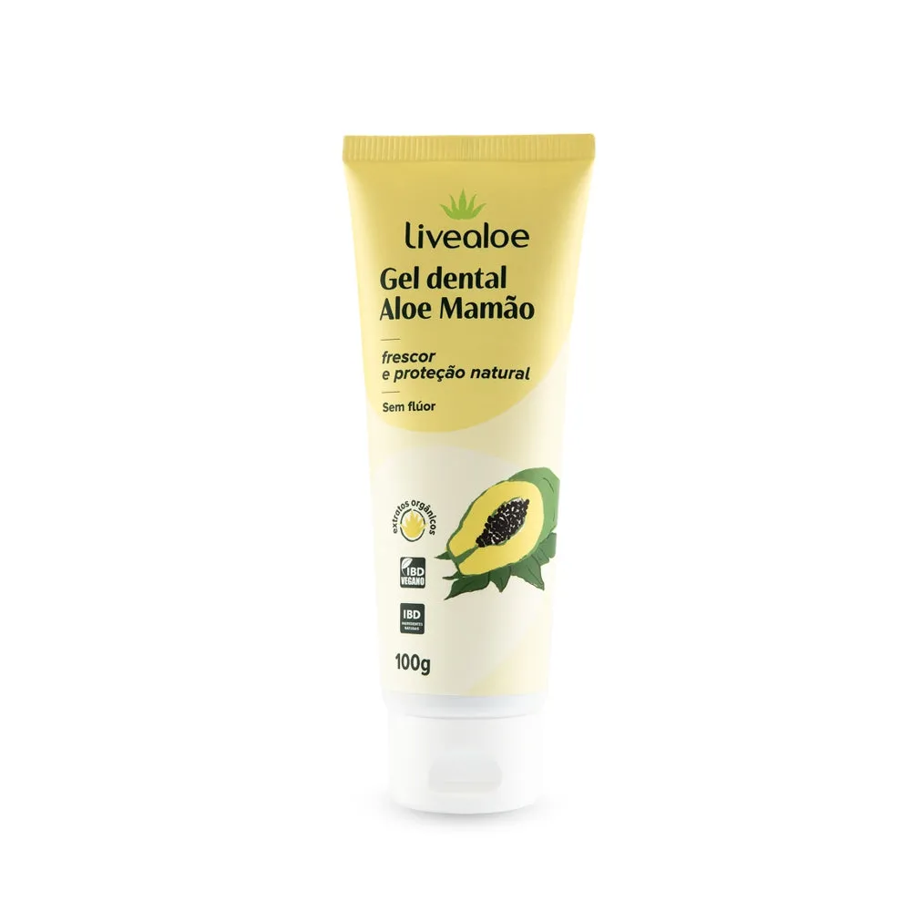Gel Dental Natural Aloe Mamão - LiveAloe - Frasco com 100g