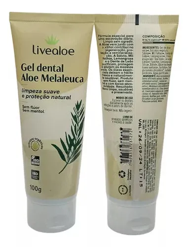 Gel Dental Natural Aloe Melaleuca - LiveAloe - Frasco com 100g