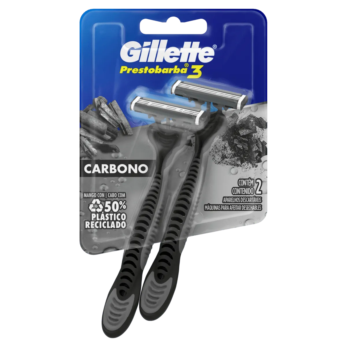 Gillette Aparelho De Barbear Prestobarba 3 Carbono 2un