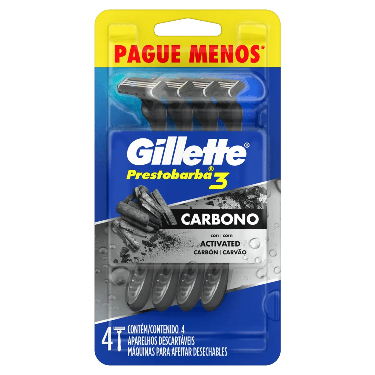 Gillette Aparelho De Barbear Prestobarba 3 Carbono 4un