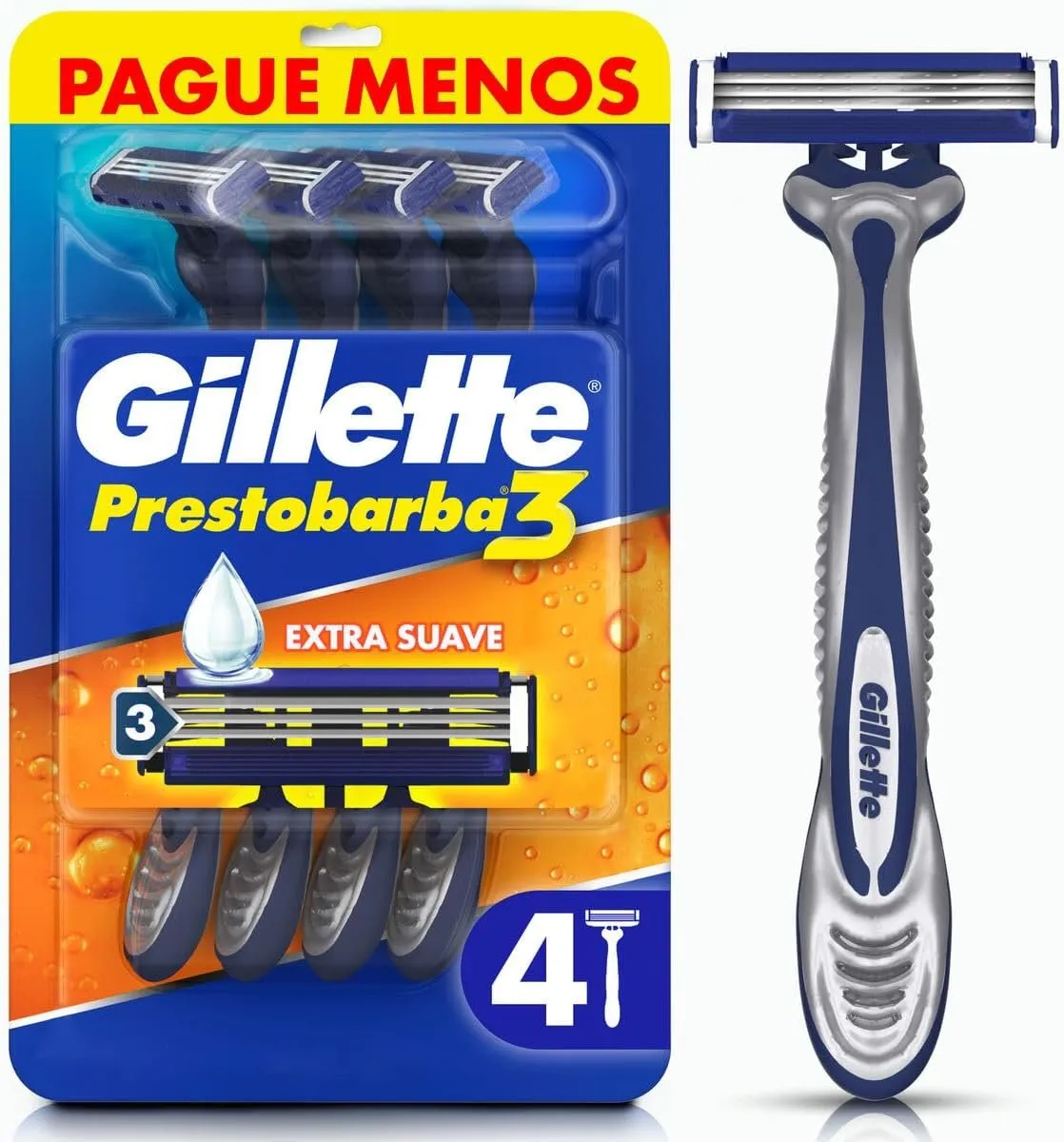 Gillette Aparelho De Barbear Prestobarba 3 Extra Suave 4un