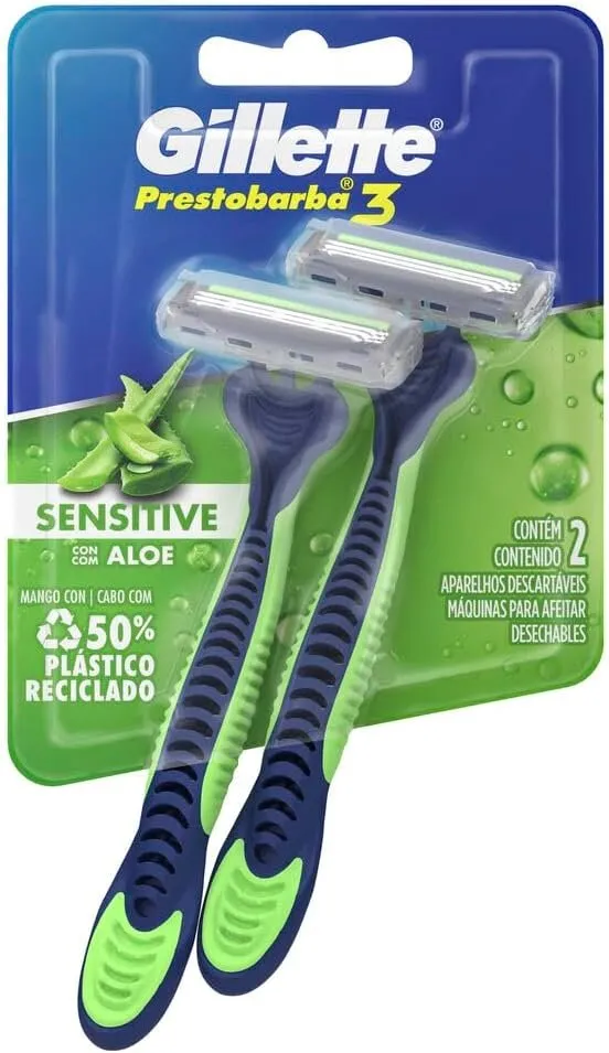 Gillette Aparelho De Barbear Prestobarba 3 Sensitive 2un