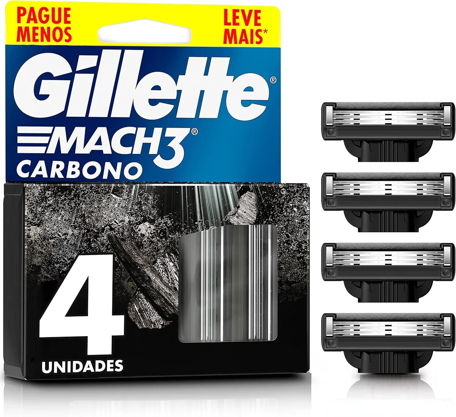 Gillette Carga Para Aparelho De Barbear Mach3 Carbono 4un