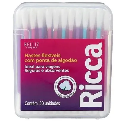 Hastes Flexíveis Ricca Com 50 Unidades