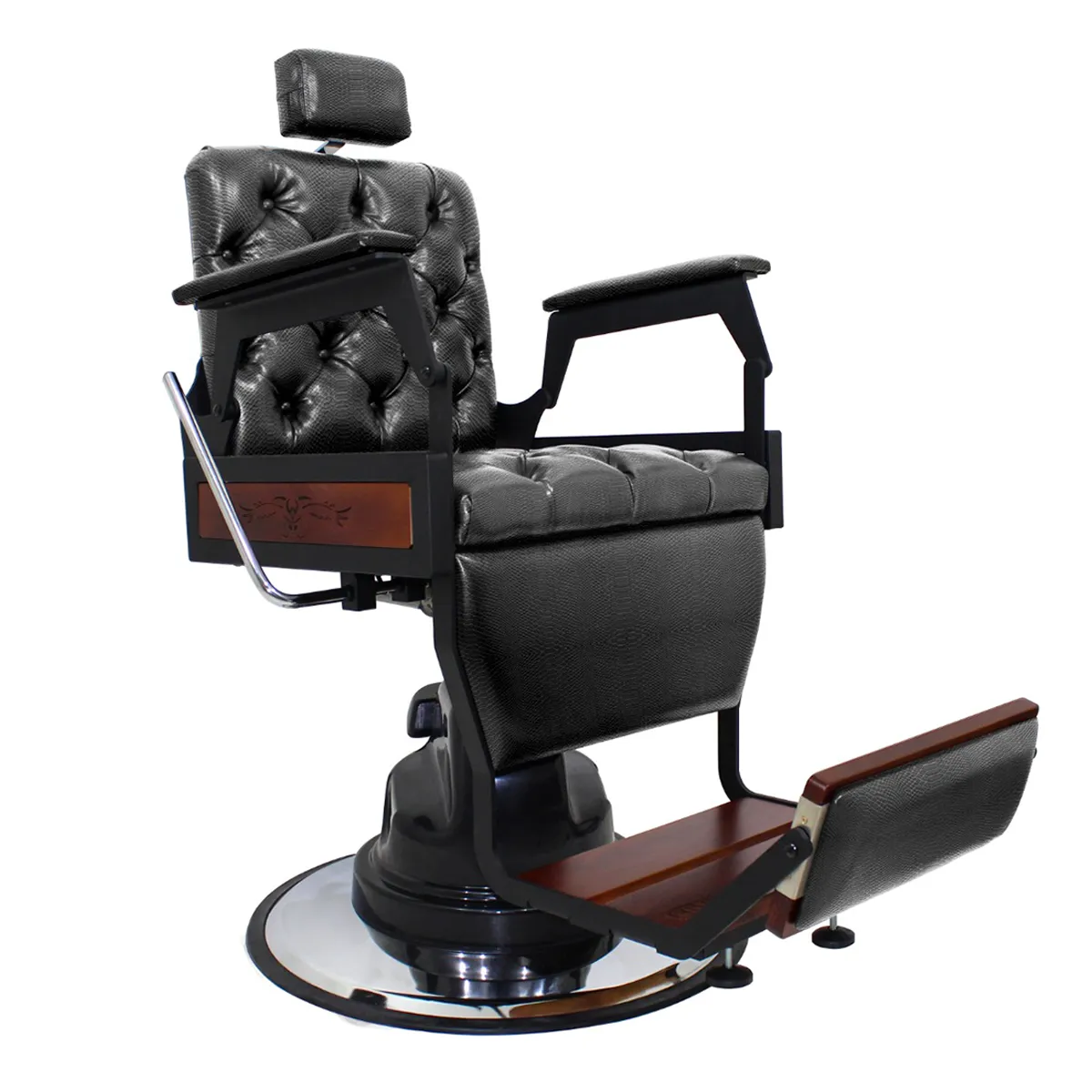 Cadeira de Barbeiro Silver Hawk Capitonê Kixiki Preto Croco
