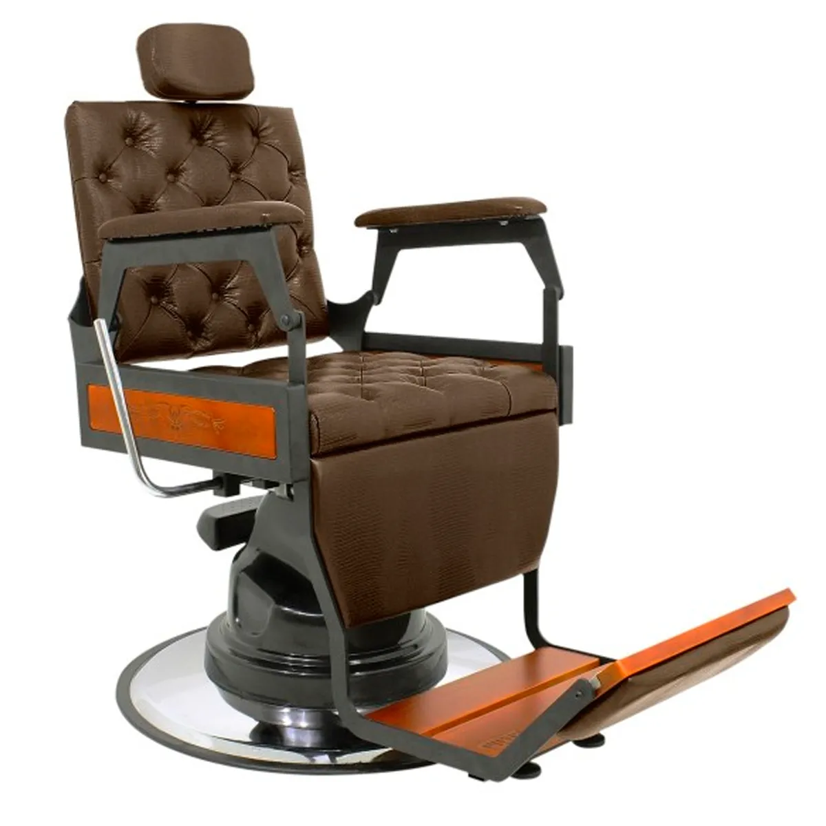 Cadeira de Barbeiro Hawk Capitonê Kixiki Marrom Croco
