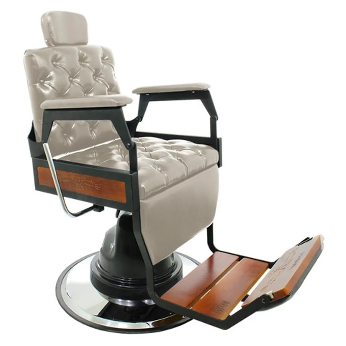 Cadeira de Barbeiro Hawk Capitonê Kixiki Prata Perol