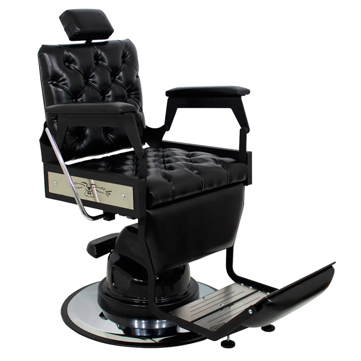 Cadeira de Barbeiro Silver Hawk Capitonê Kixiki Preto Olimpo