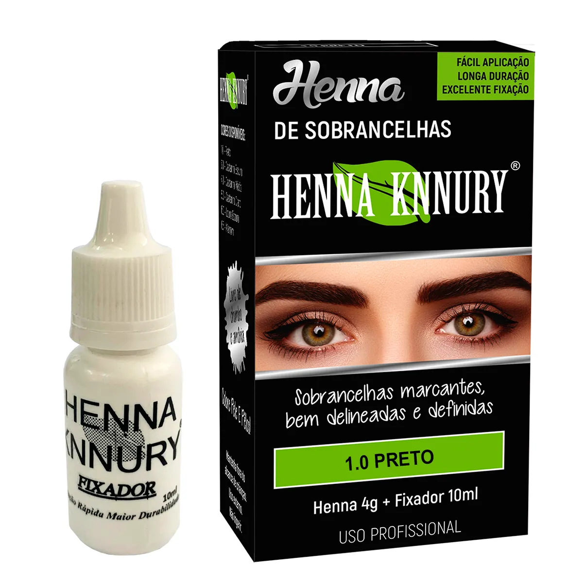 Henna Knnury Para Sobrancelhas 4g + Fixador 10ml 1.0 Preto