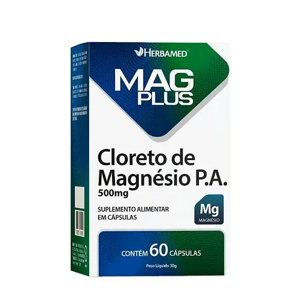 Herbamed Magplus Cloreto de Magnésio 500mg com 60 Cápsulas