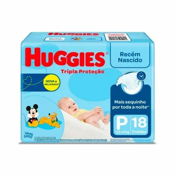 Fralda Huggies Tripla Protecao Jumbinho P 18 unidades