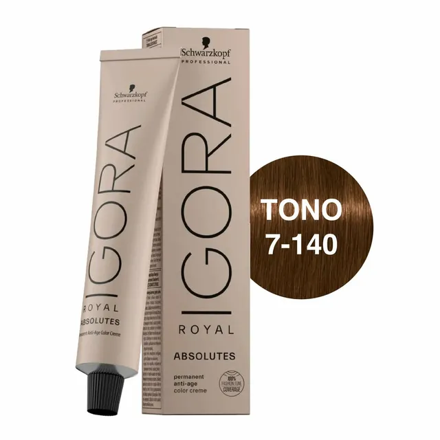 Schwarzkopf Igora Royal Absolutes 7/140 Rubio Médio Ceniza Beige Natural 60ml