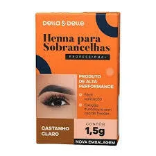 henna para sobrancelha profissional cor castanho claro 1,5g - Della & Delle