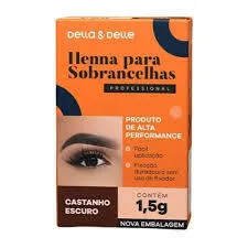 henna para sobrancelha profissional cor castanho escuro  1,5g - Della & Delle