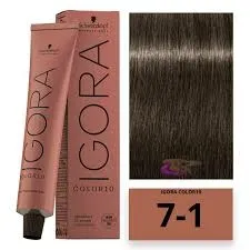 Tinta Igora Color10 Coloração 7.1 Louro Médio Cinza Schwarzkopf