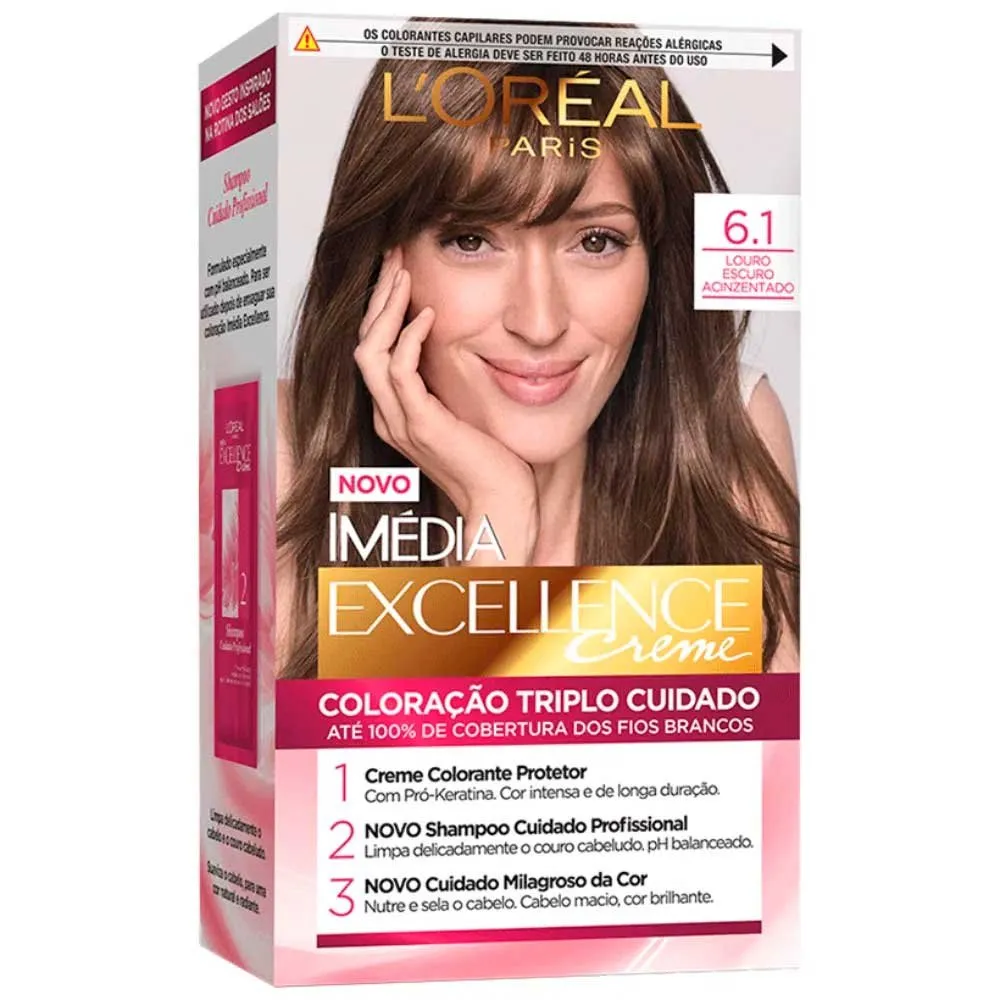 Imédia Coloração Excellence Creme Louro Escuro Acinzentado 6.1