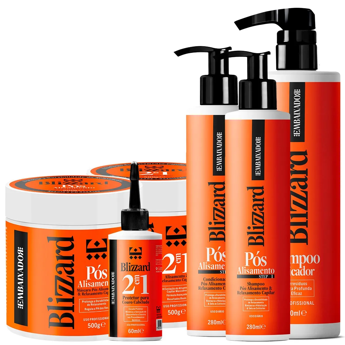 kit 06 Itens - Alisamento e Relaxamento Blizzard Embaixador 500g
