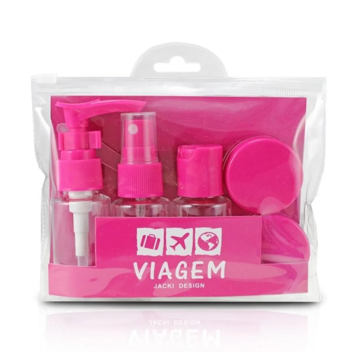 Kit de Frascos Para Viagem com 7 Peças Jacki Design Pink