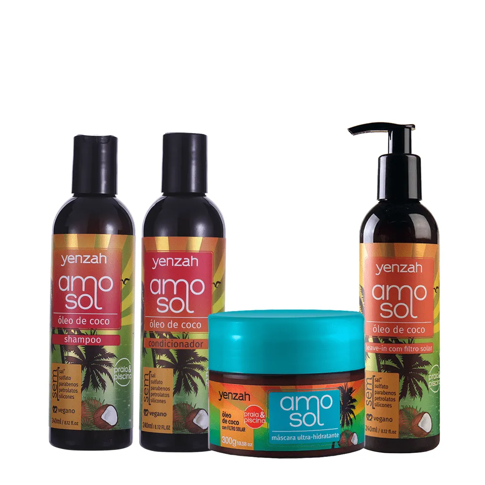 Kit Amo Sol Sh  + Cond + Masc + Leave-in | Compre na Linda