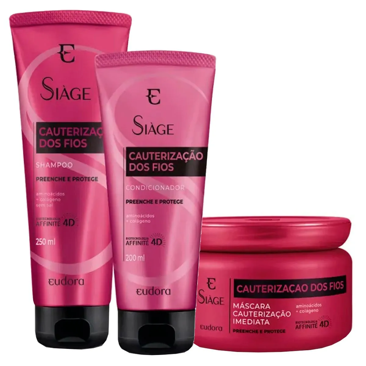 Kit Shampoo + Condicionar + Máscara Siàge Cauterização dos Fios Eudora