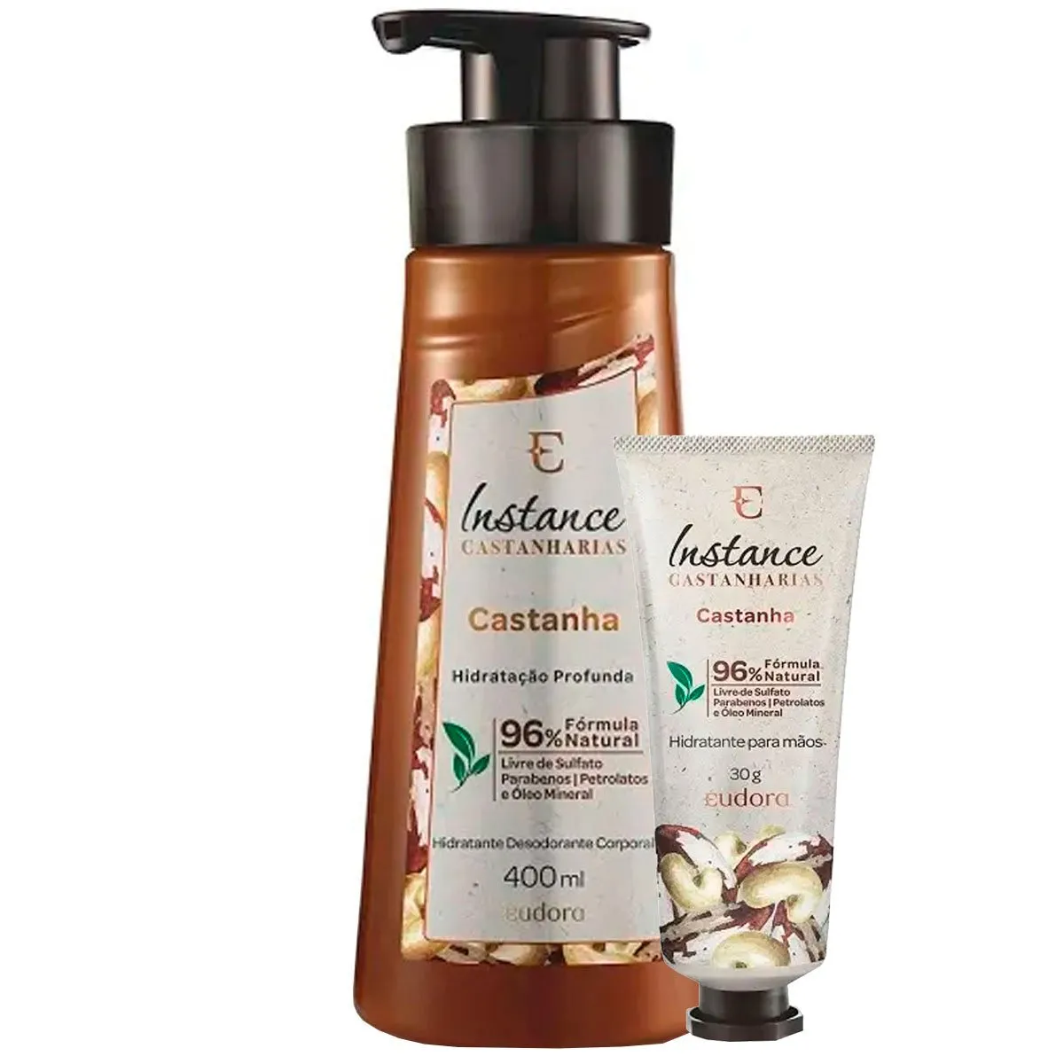 Kit Loção Desodorante Hidratante + Creme Hidratante Mãos Instance Castanhas