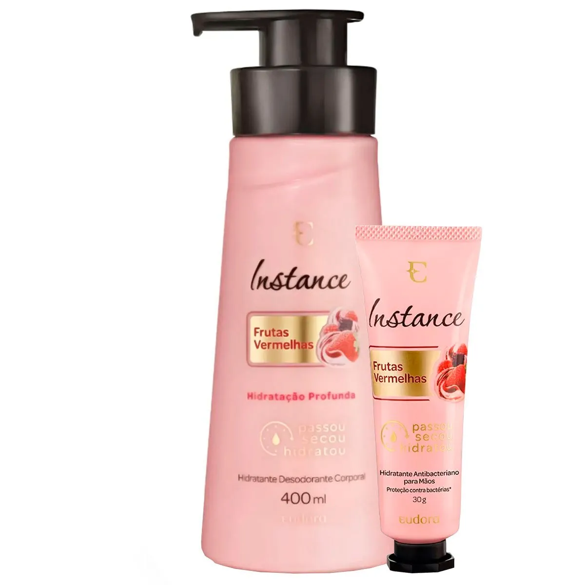 Kit Loção Desodorante Hidratante + Creme Hidratante Mãos Instance Frutas Vermelhas