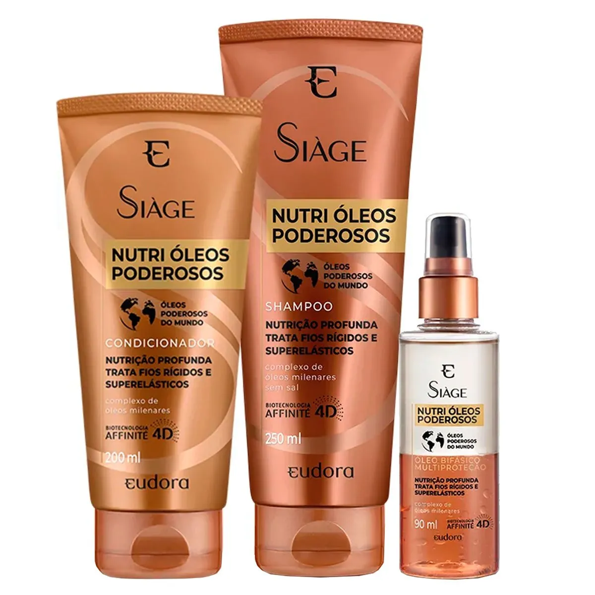 Kit Siàge Nutri Óleos Poderosos Shampoo + Condicionador + Óleo Bifásico Eudora