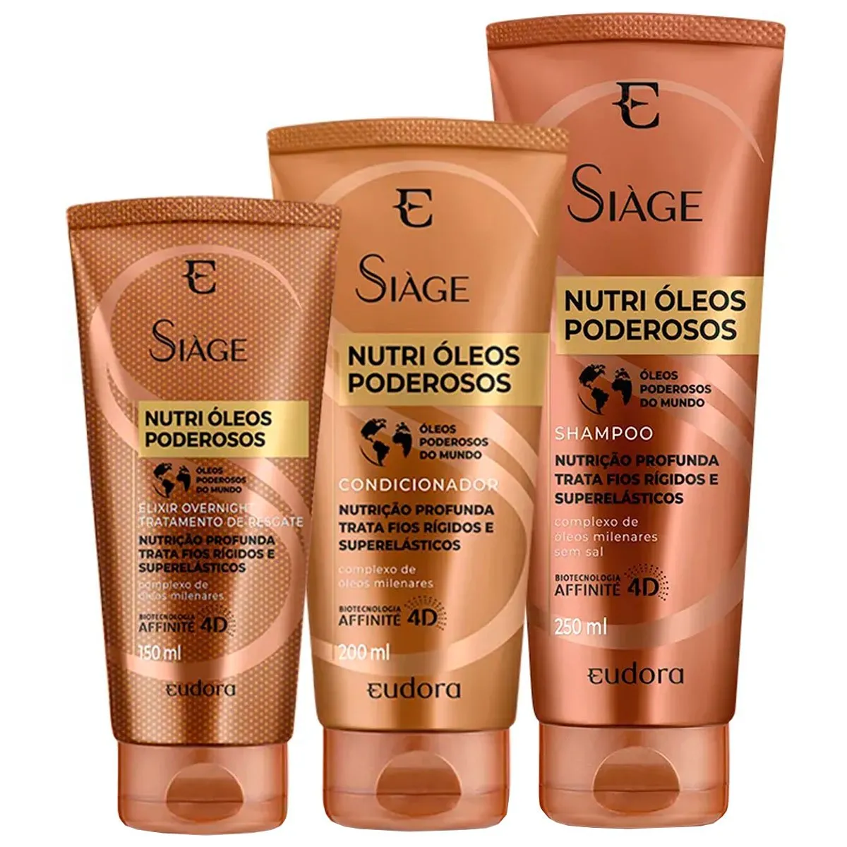 Kit Siàge Nutri Óleos Poderosos Shampoo + Condicionador + Elixir Overnigh Eudora