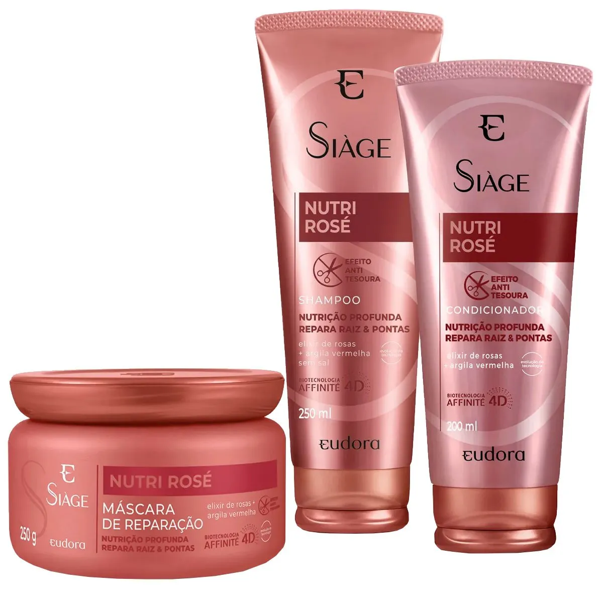 Kit Condicionador + Shampoo + Máscara de Reparação Nutri Rosé Siàge Eudora