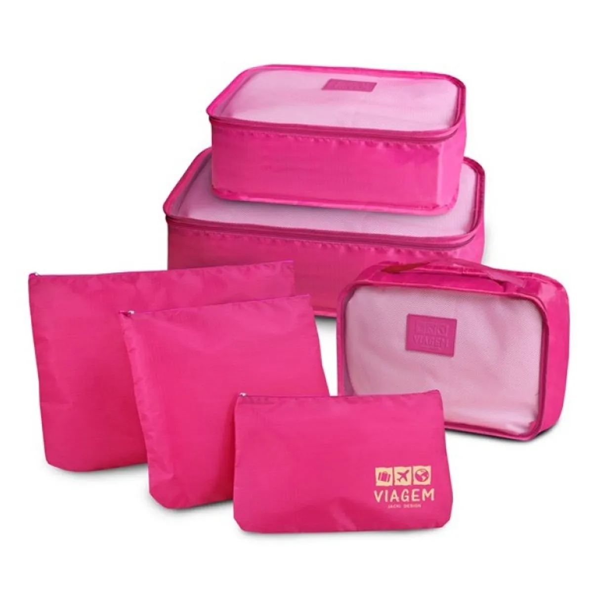 Kit Organizador de Malas de 6 Peças Viagem Jacki Design ARH20881 Pink