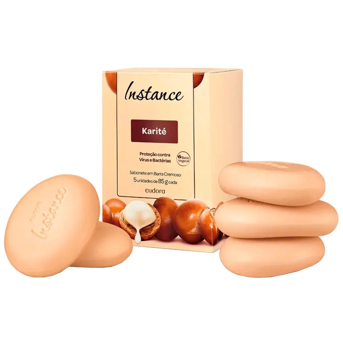 Kit de Sabonetes em Barra Vegetal Instance Eudora Karité - 5 Unidades