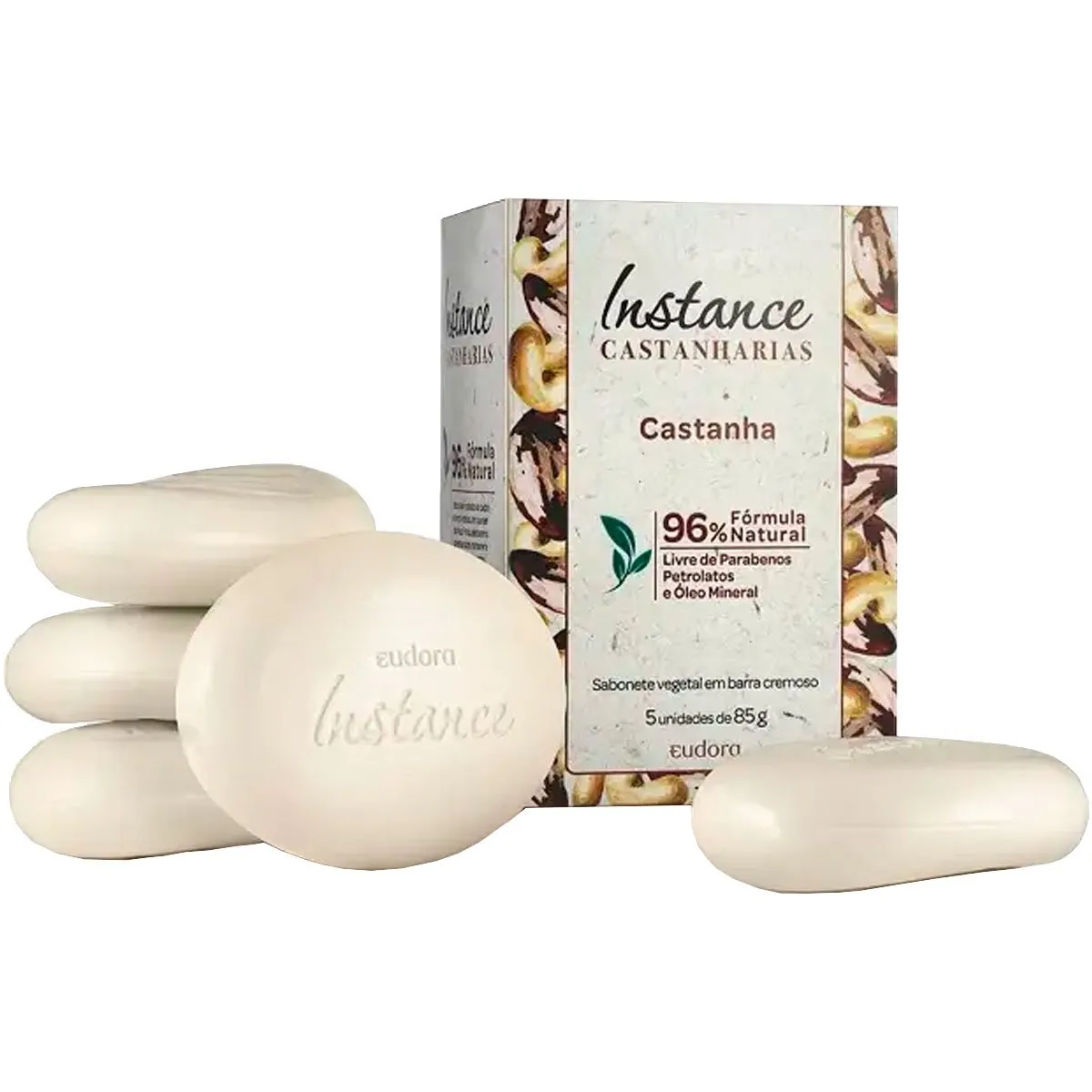 Kit de Sabonetes em Barra Vegetal Instance Eudora Castanhas - 5 Unidades