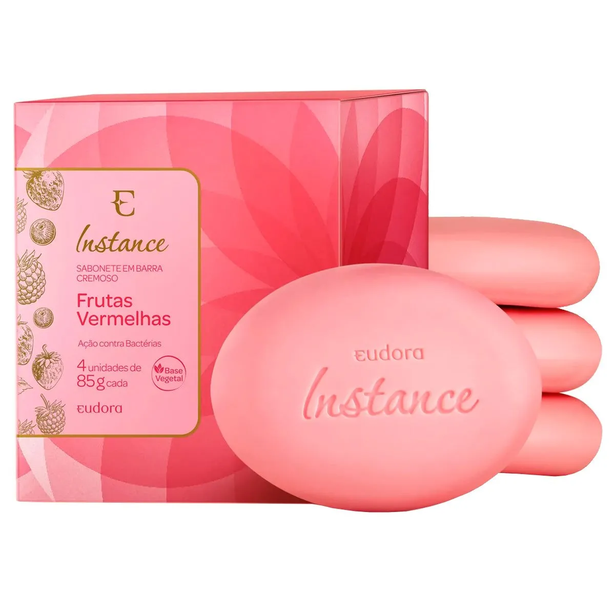 Kit de Sabonetes em Barra Vegetal Instance Eudora Frutas Vermelhas - 4 Unidades