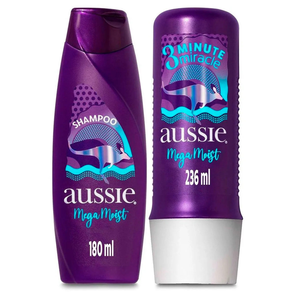 Kit Aussie Mega Moist Super Hidratação Shampoo + 3 Minutos Milagrosos