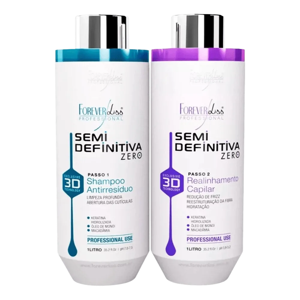 KIT Escova Semi Definitiva Zero Forever Liss 2x1L