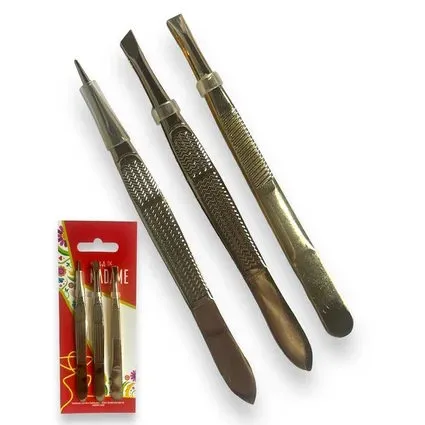 Kit Pinças Douradas Ponta Chanfrada/Reta/Fina Dica De Madame