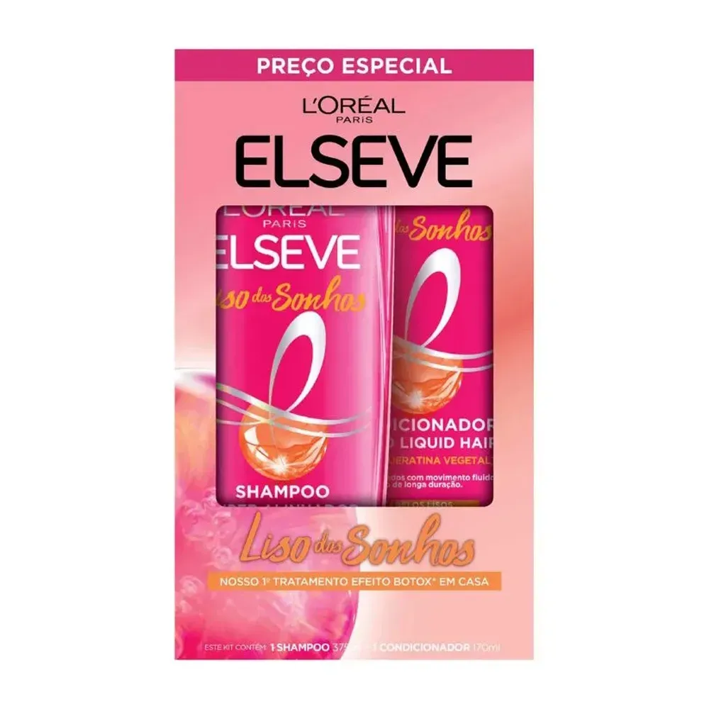 Kit Shampoo 375ml e Condicionador 170ml Liso Dos Sonhos Elseve