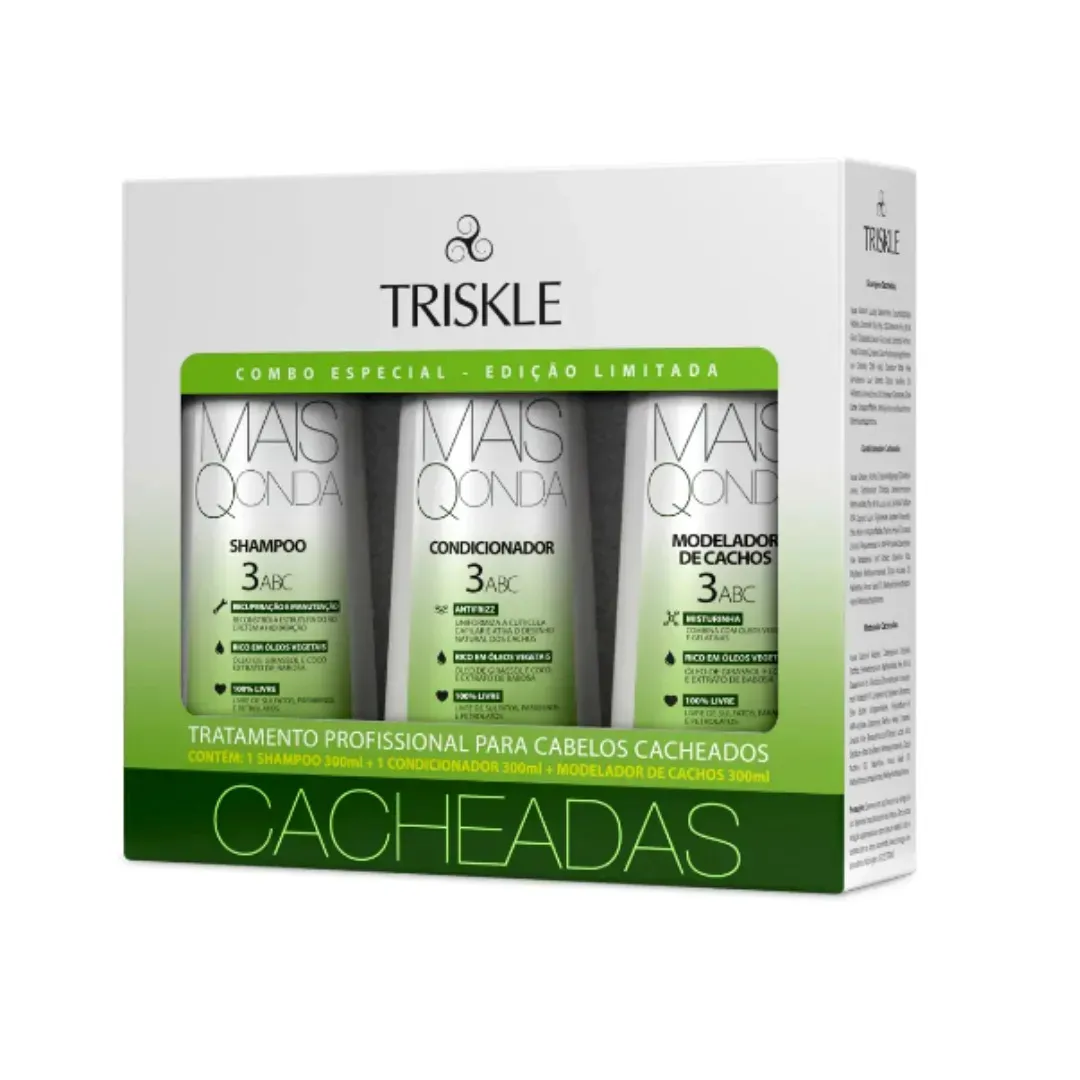 Kit Shampoo + Condicionador + Modelador De Cachos Triskle Mais Q Onda Cacheadas