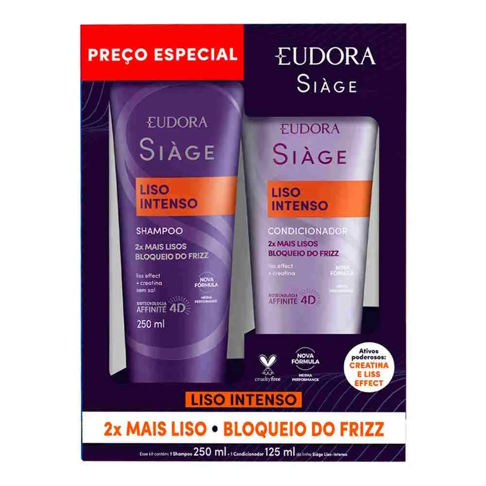 Kit Siage Eudora Liso Intenso Shampoo 250Ml + Condicionador 125Ml