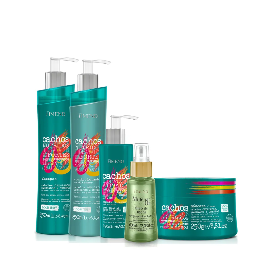 Amend Cachos Sh + Cond + Masc + Ativador Cachos + Oil Inchi