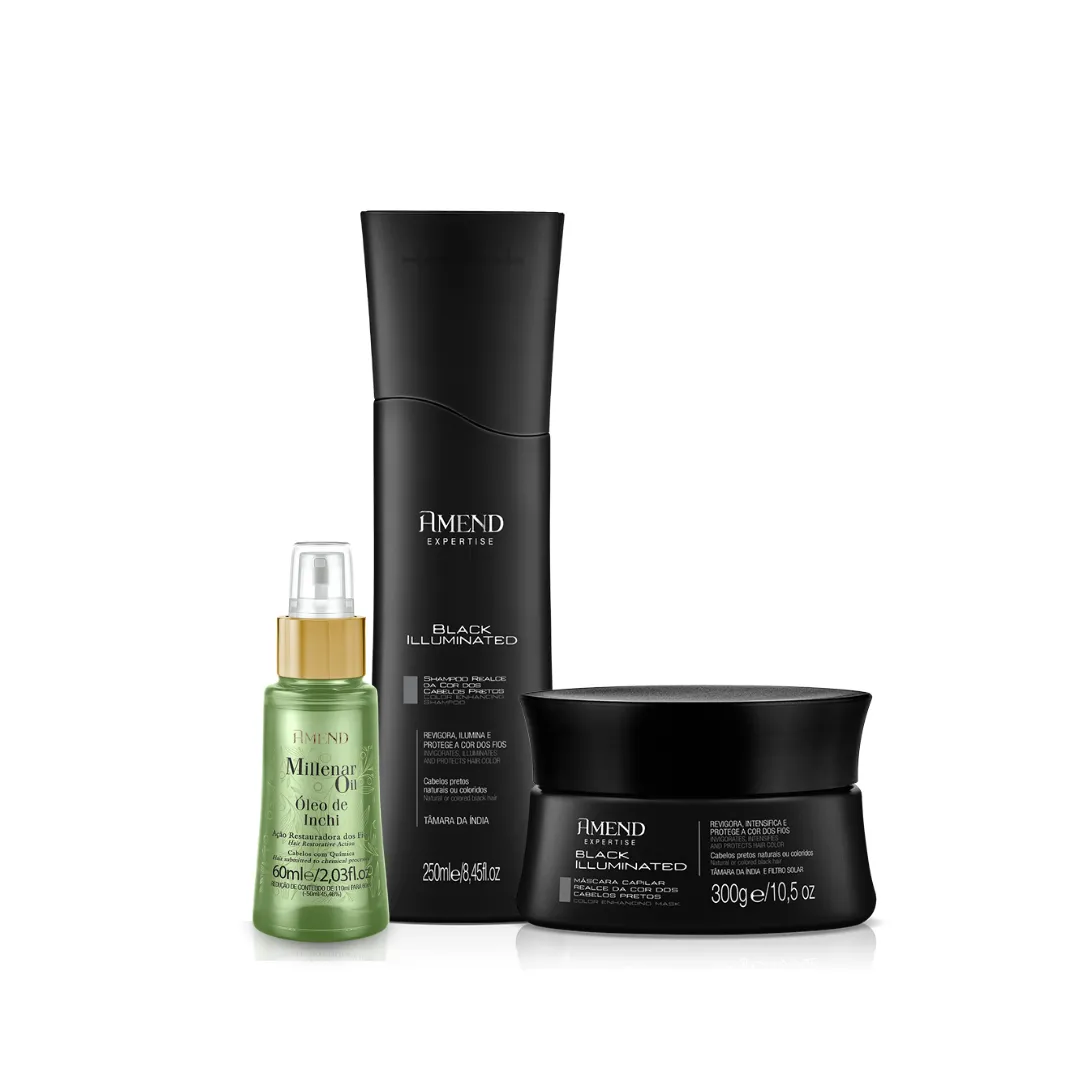 Amend Expertise Black Illuminated Sh 250ml + Masc 300ml + Millenar Oil Inchi 60ml | By Linda
