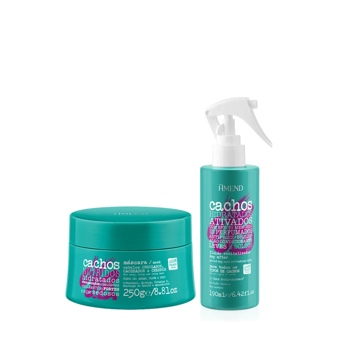 Amend Cachos Masc 250ml + Fluído Day After 190ml | By Linda