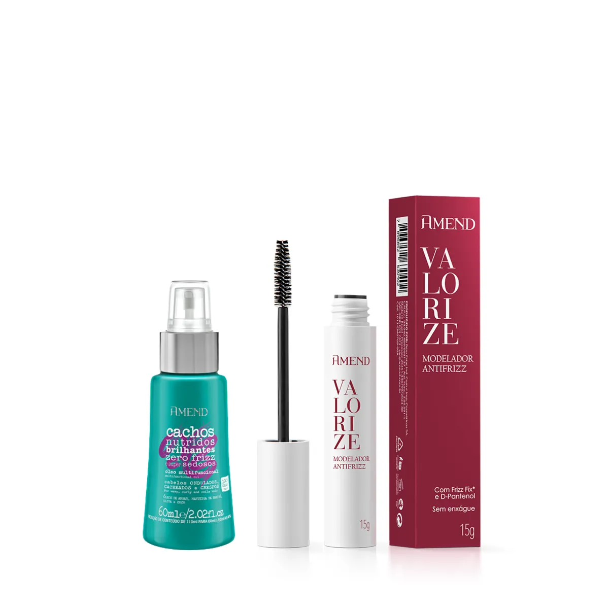 Amend Cachos Óleo 60ml + Valorize Modelador Antifrizz 15ml | By Linda